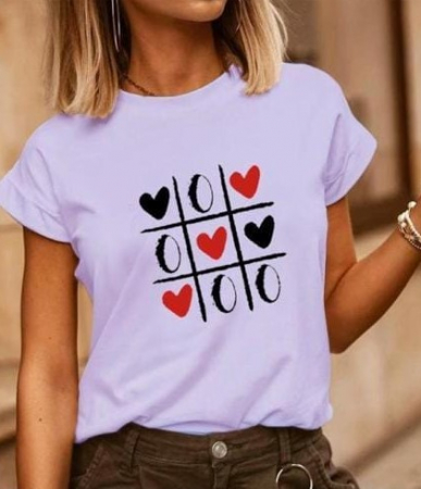 TOPURI & BLUZE - Tricou Lila din Bumbac X si O Love