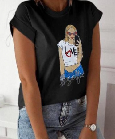 TRICOURI - Tricou Negru din Bumbac #Selfie