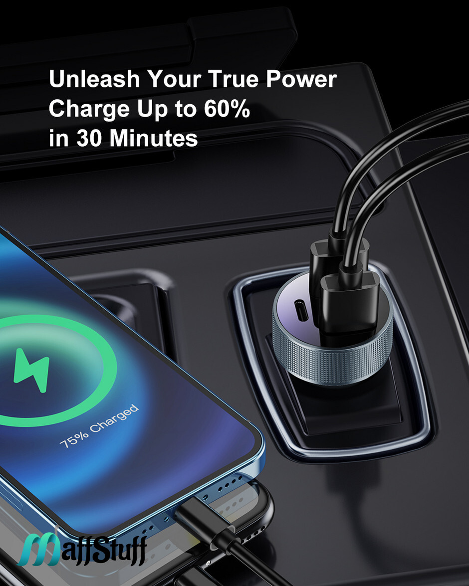 Incarcator Auto USB C Power Delivery si USB A Super Charge 80W, cu Display