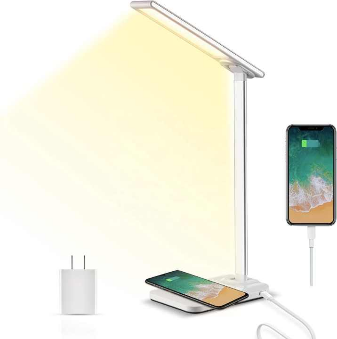 Lampa de birou sau noptiera, cu functie de incarcare wireless a telefonului