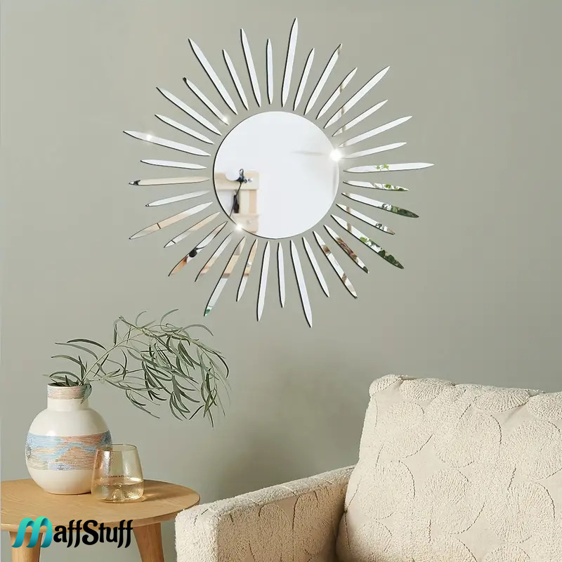 Oglinda Decorativa de Perete, Moderna, Model Soare cu Raze