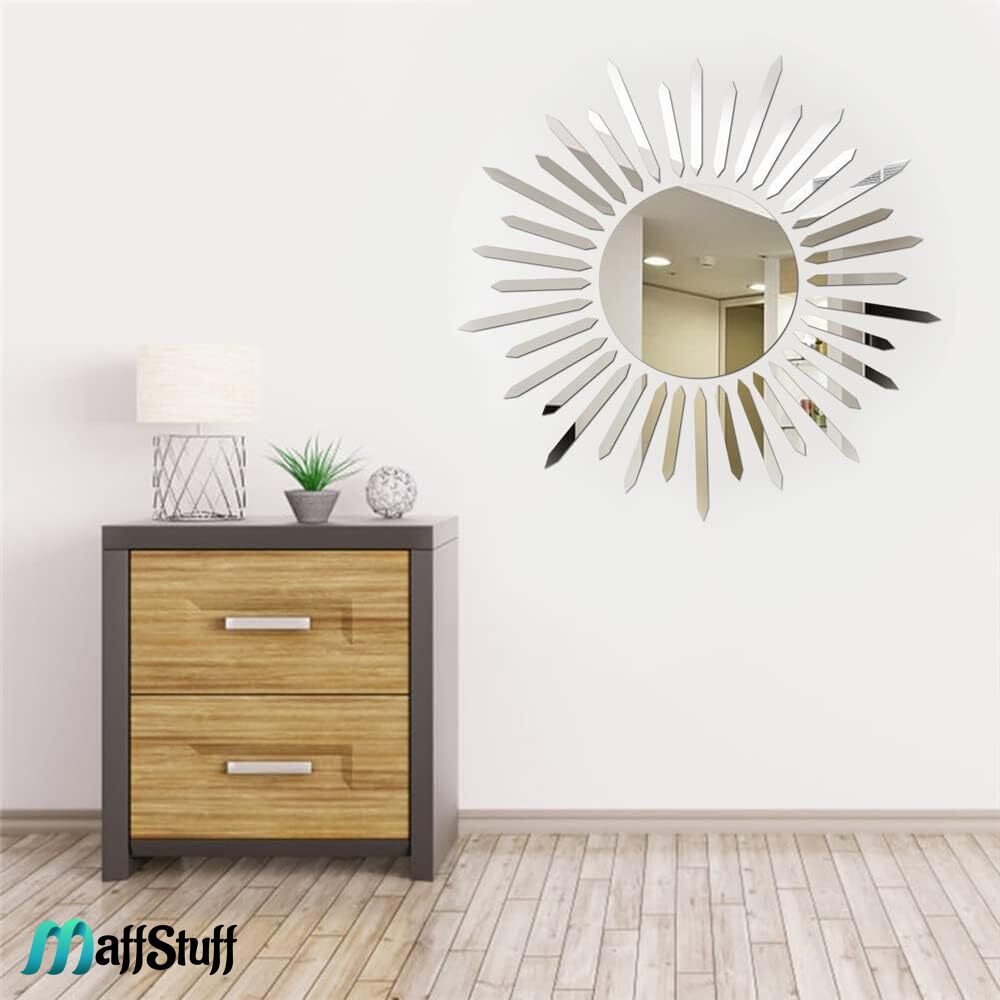 Oglinda Decorativa de Perete, Moderna, Model Soare cu Raze