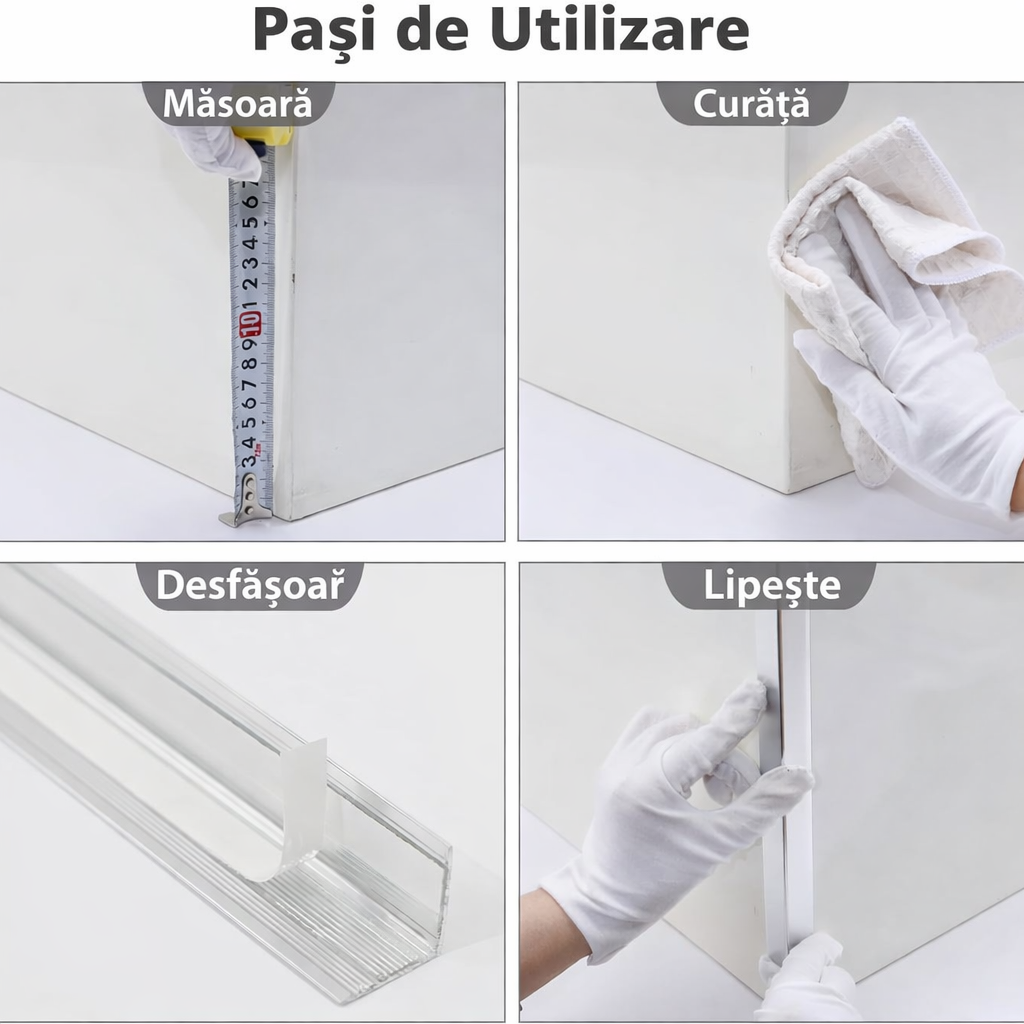 Protector colț perete sau mobila Argintiu, Aluminiu, Autoadeziv, 20x20mm latime – Set 3 bucăți x 90 cm (270 cm total