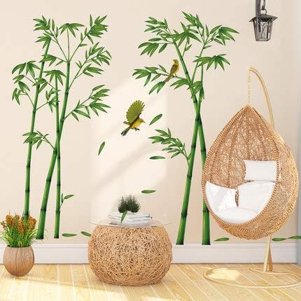 Sticker Decorativ Plante de Bambus si Pasari Colibry
