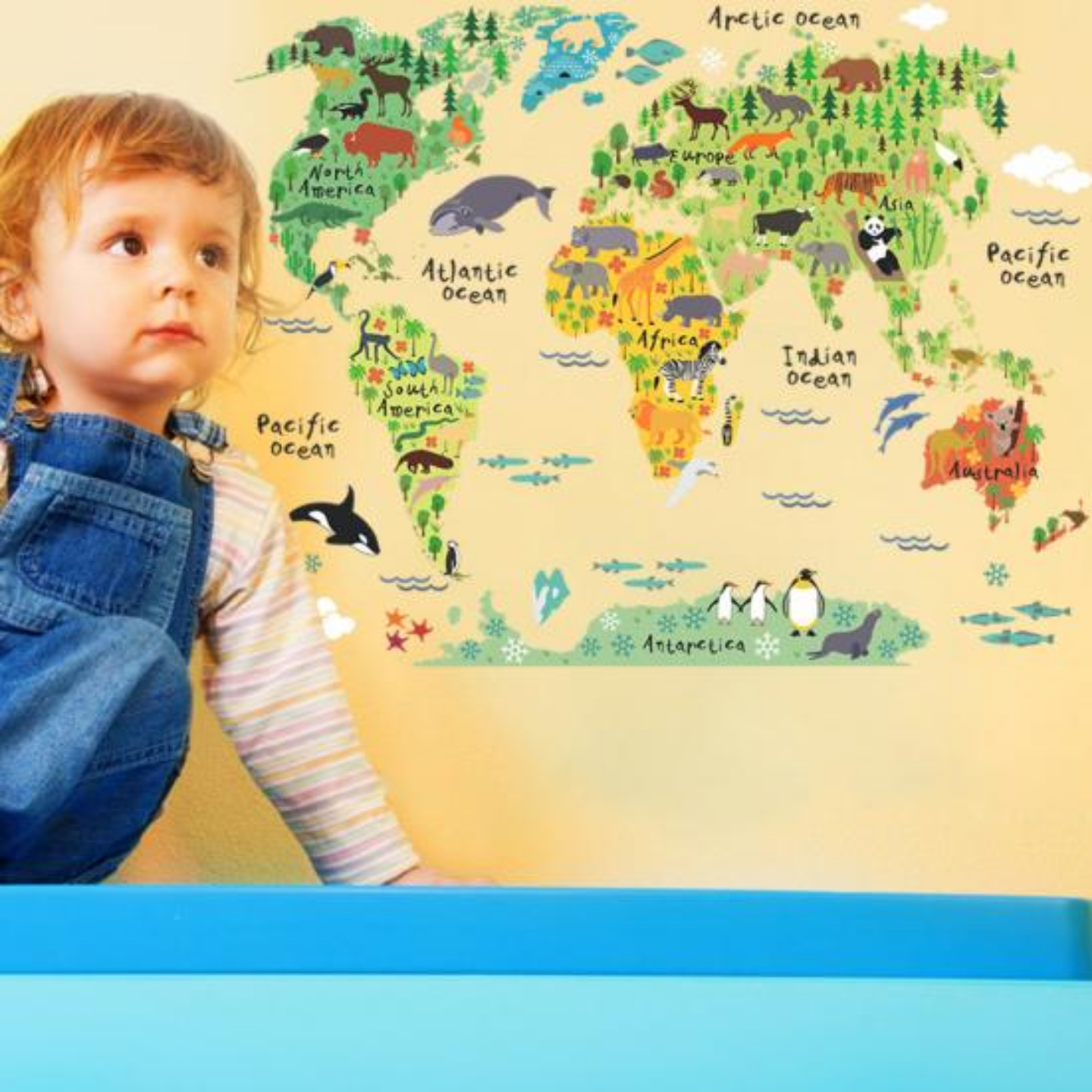 Sticker educativ copii, harta geografica a lumii