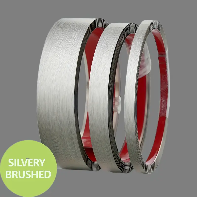 Bandă decorativă adezivă inox argintiu periat brushed silver [2]