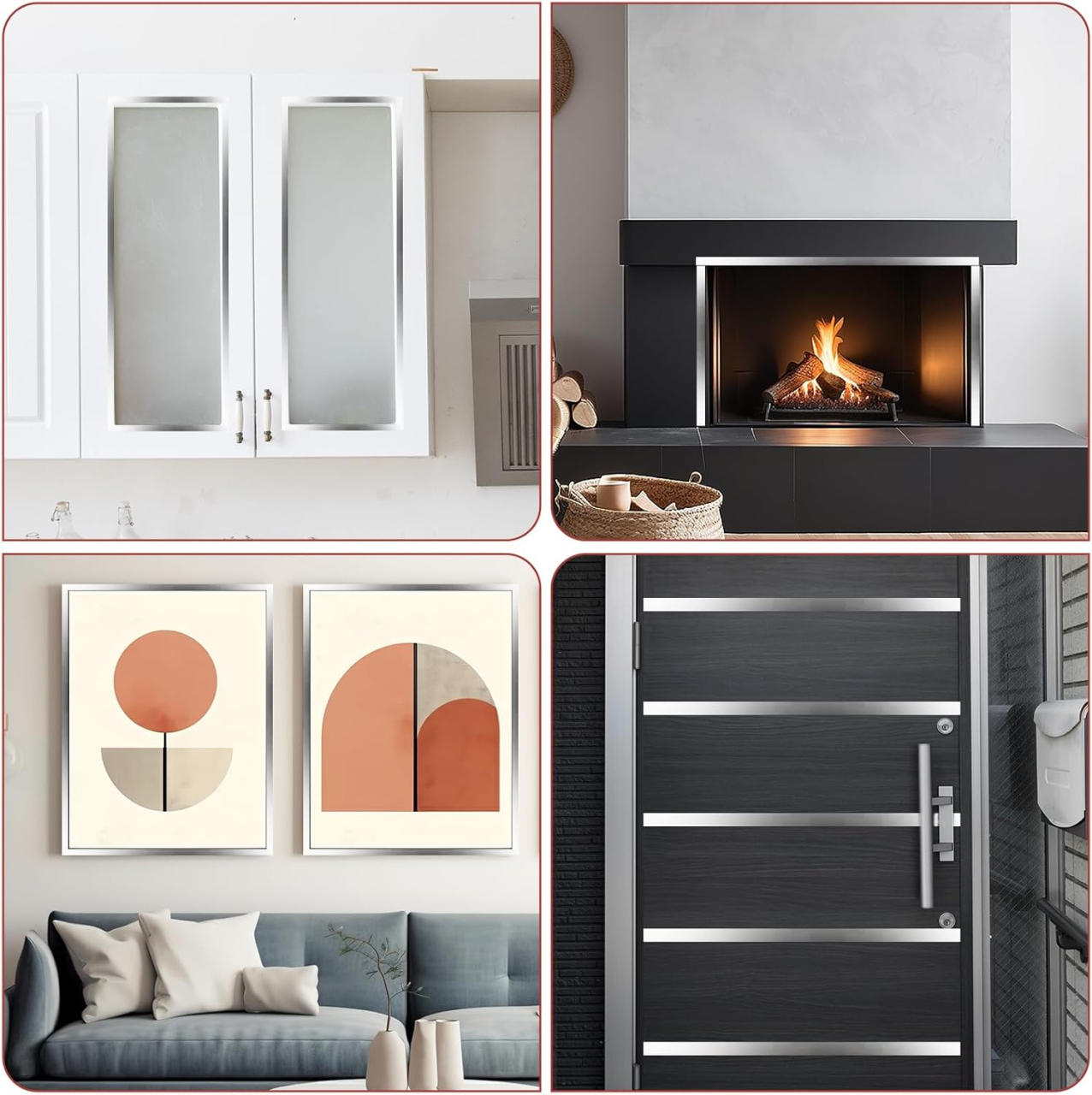 Bandă decorativă adezivă inox argintiu periat brushed silver [5]