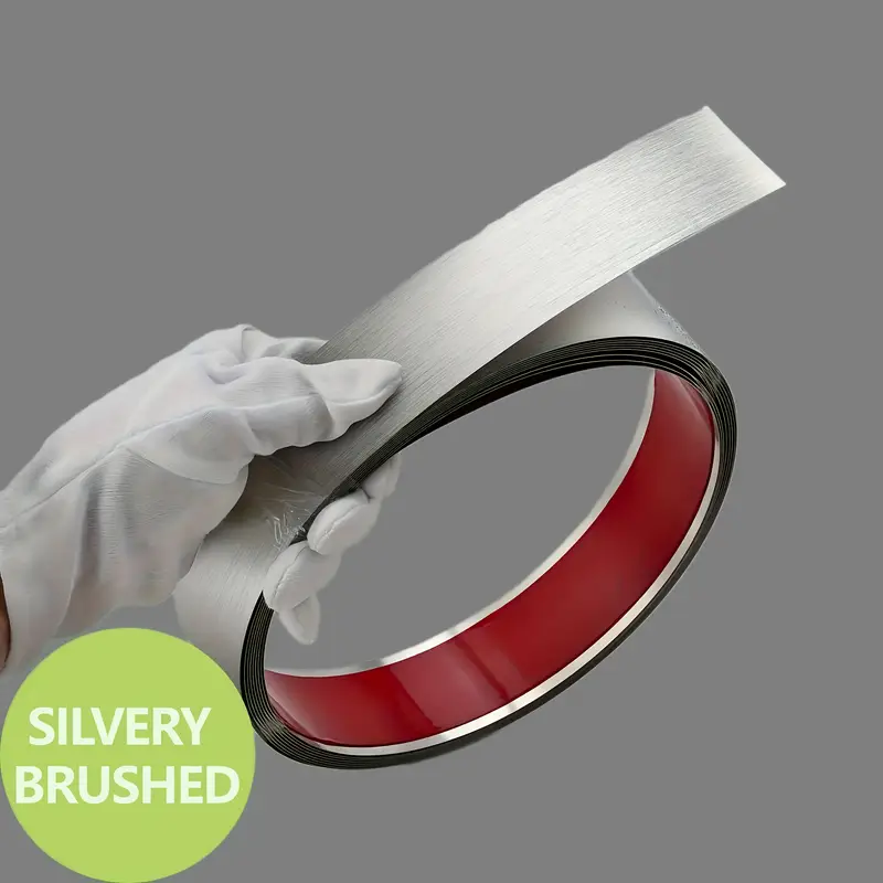 Bandă decorativă adezivă inox argintiu periat brushed silver [1]