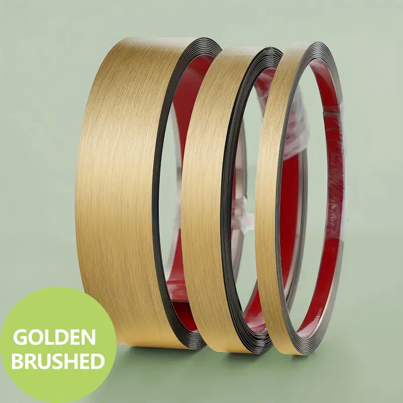 Bandă decorativă adezivă inox auriu mat periat [2]