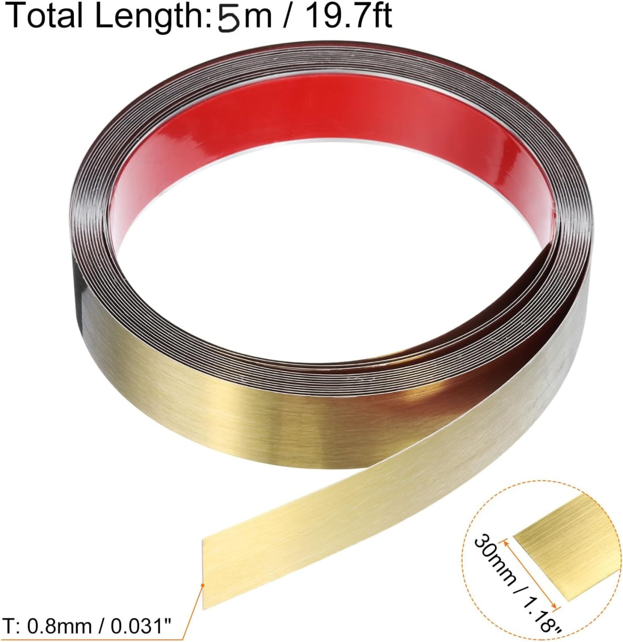 Bandă decorativă adezivă inox auriu mat periat [2]