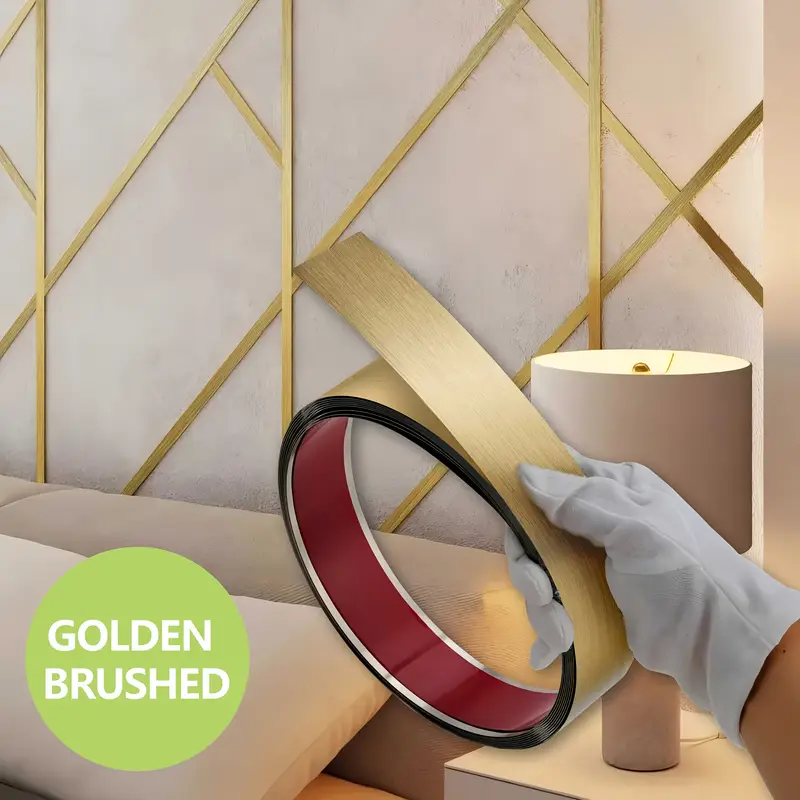 Bandă decorativă adezivă inox auriu mat periat [6]