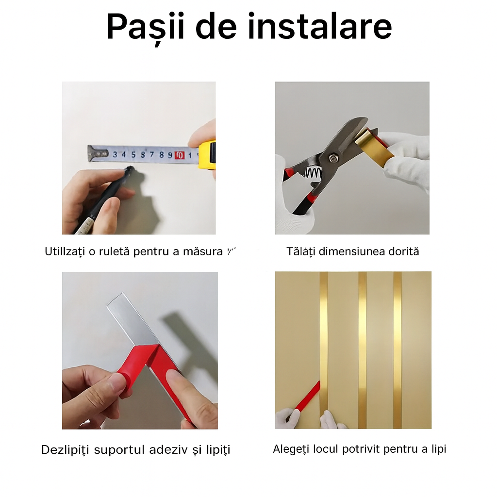 Bandă decorativă adezivă inox auriu mat periat [8]