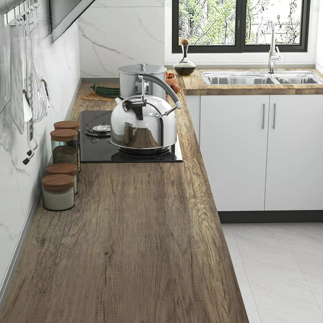 Autocolant mobilă lemn maro – folie autoadezivă decorativă 40x200 cm pentru mobilier și pereți [2]