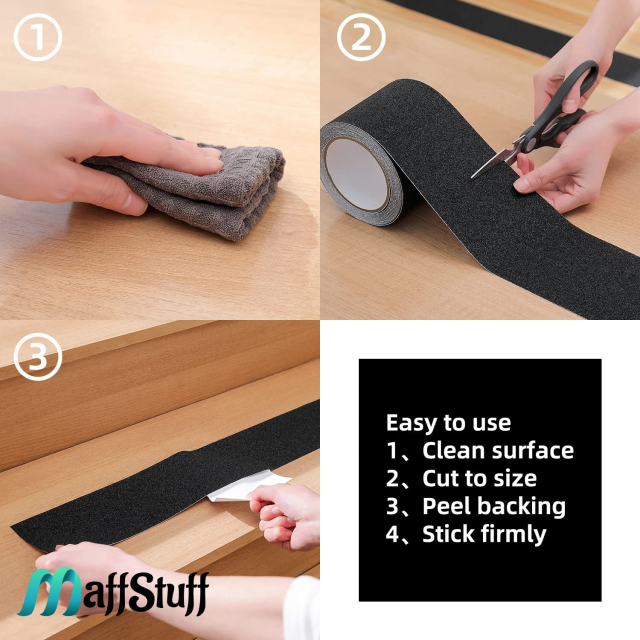 banda antiderapanta autoadeziva abraziva negru MaffStuff [20]