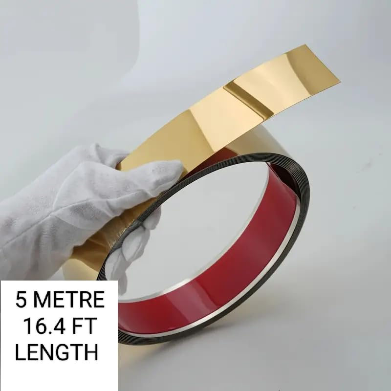 Bandă Decorativă Autoadezivă din Oțel Inoxidabil Nichelat - 500 cm lungime - Finisaj Premium, Autoadeziv Puternic [2]