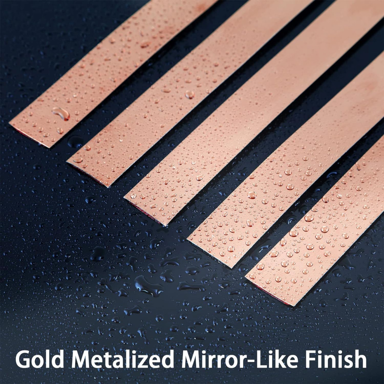Bandă decorativă autoadezivă rose gold – 500 cm, din oțel inoxidabil cu adeziv 3M – finisaj lucios pentru mobilă, pereți și decorațiuni interioare. [27]