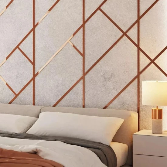 Bandă decorativă autoadezivă rose gold – 500 cm, din oțel inoxidabil cu adeziv 3M – finisaj lucios pentru mobilă, pereți și decorațiuni interioare. [24]