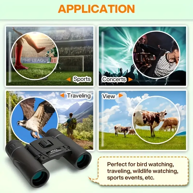 Binoclu HD 8X21 Telescop portabil Binoclu profesional Aventuri în aer liber Sport și călătorii Camping și explorare Observarea păsărilor Drumeții Concerte Vânătoare Vizualizare la distanță Focalizare centrală Rezistent la apă Design pliabil [21]