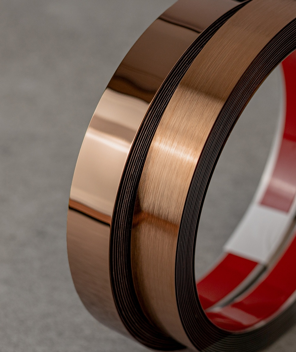 Bandă decorativă adezivă inox bronz periat brushed rose gold [3]