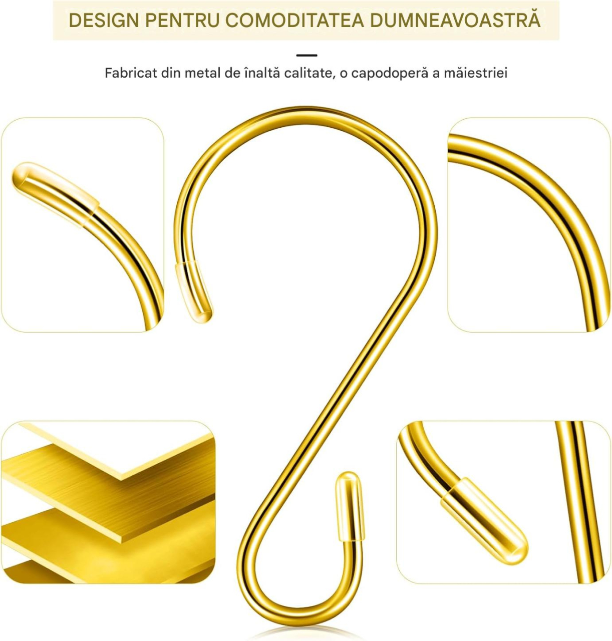 carlige suspendare forma s inox auriu MaffStuff [2]