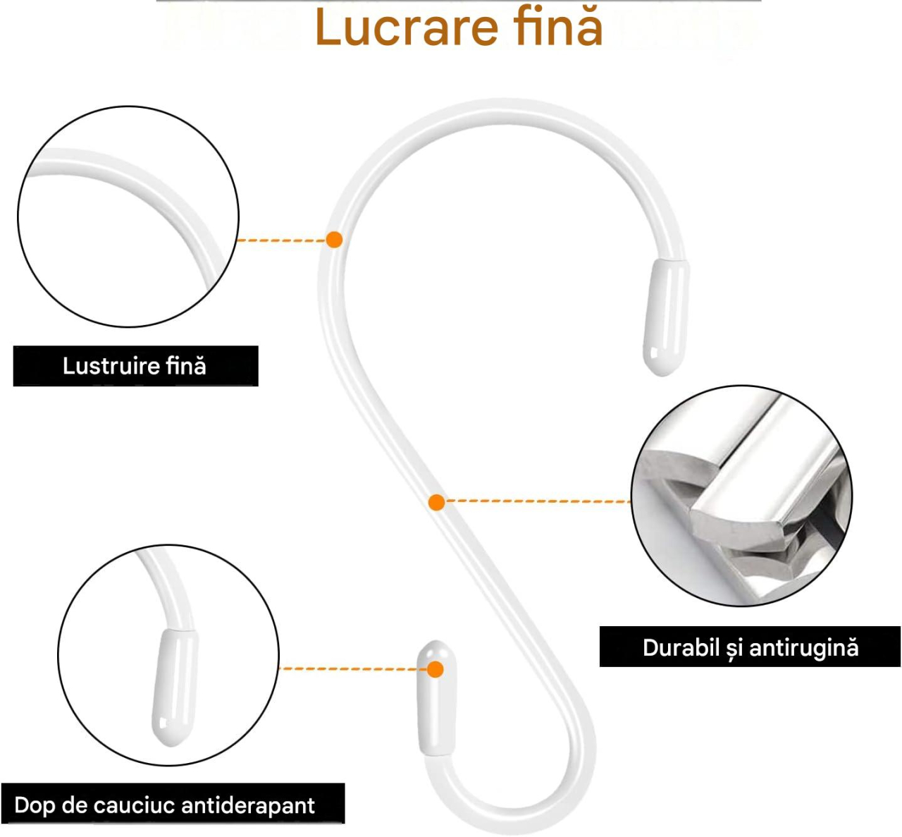 carlige tip s organizare inox alb MaffStuff [7]