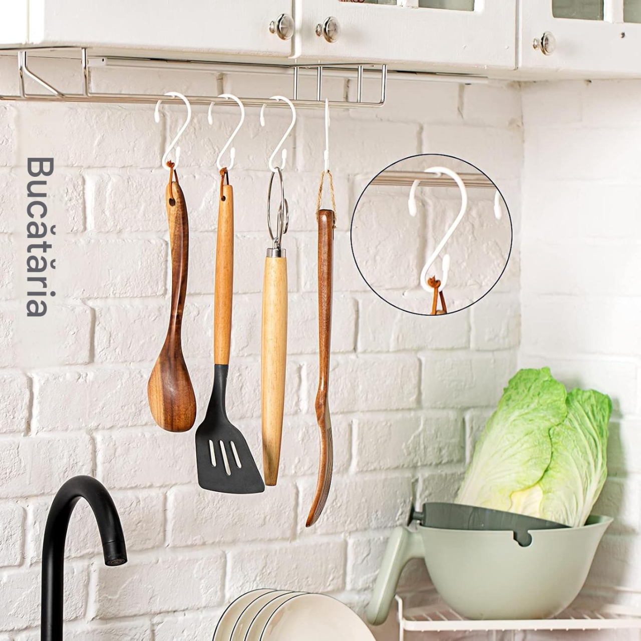 carlige tip s organizare inox alb MaffStuff [3]