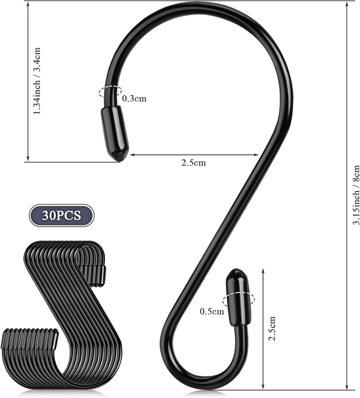 carlige tip s inox negru maffstuff [2]