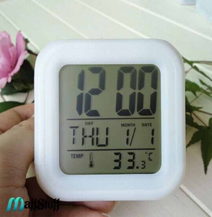 Ceas Digital Multifunctional cu Iluminare LED, Alarma si Termometru, 8 cm [2]