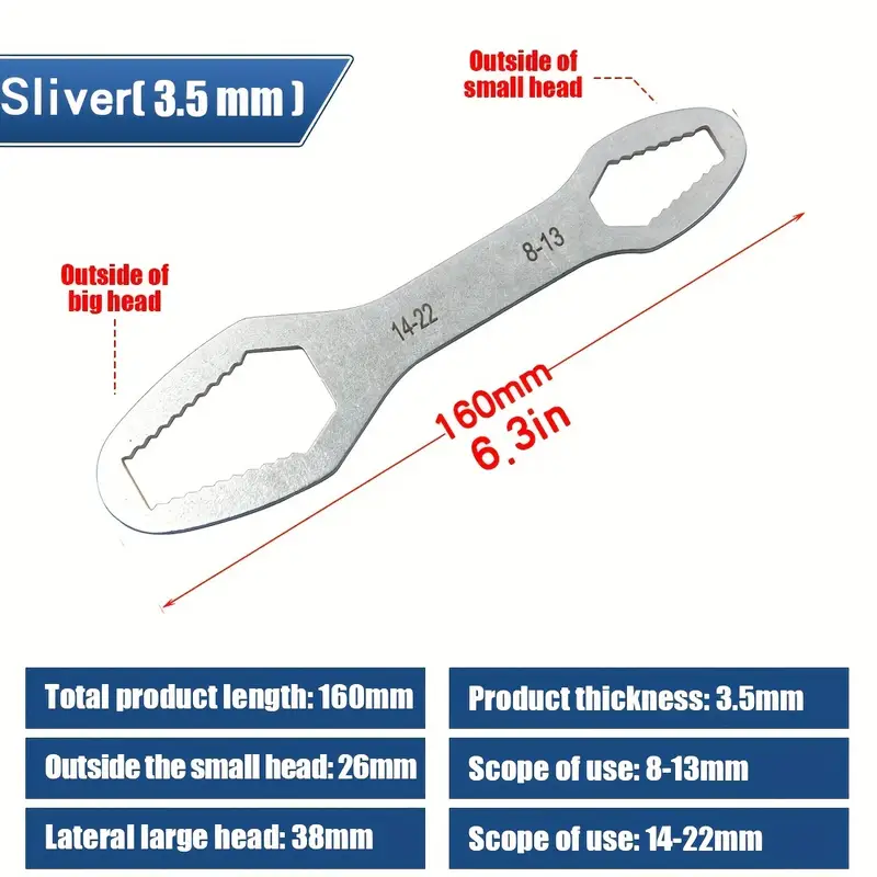 Cheie Fixă Torx 15 în 1 Universal – 8-22 mm, Oțel Galvanizat, All in One [15]