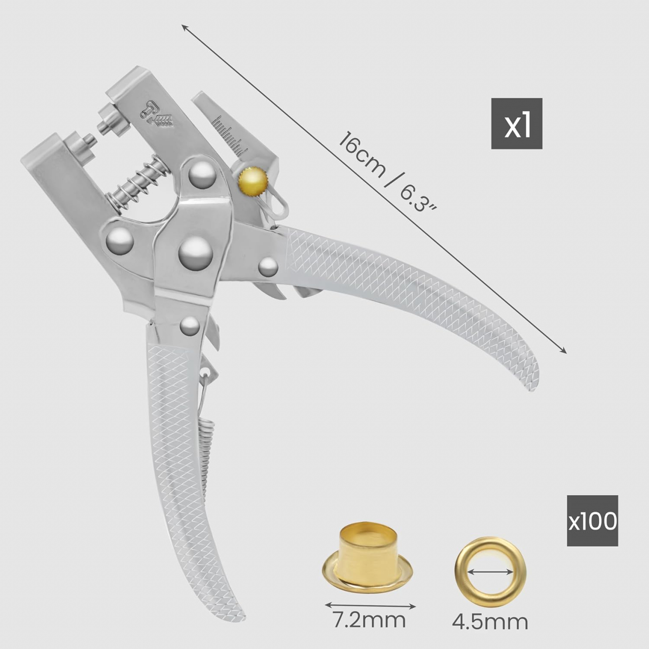 Clește de Capsat pentru Textile, Piele, Hârtie și Plastic – 100 Capse Ø5mm, Oțel Inoxidabil, Ideal pentru Diverse Proiecte [2]