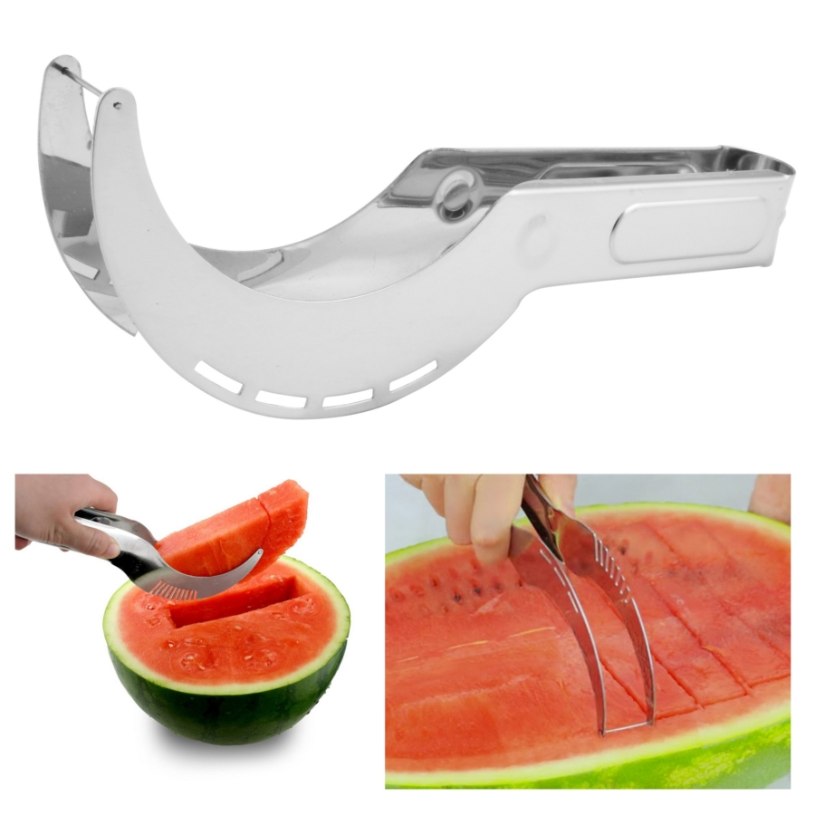 Cuțit Feliator 2in1 cu Funcție de Clește pentru Tăiat și Servit Pepene, 22 cm – Eficient și Ușor de Folosit [2]