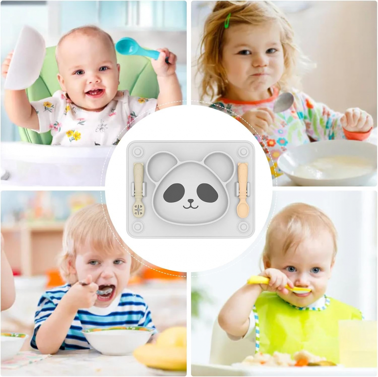 Farfurie pentru Bebelusi – Model Panda, Sigură, Fără BPA [17]