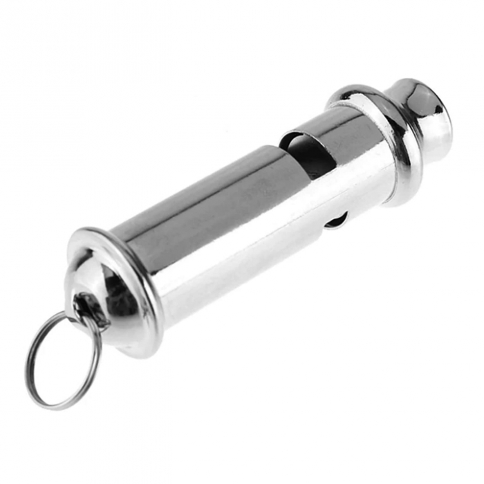 Fluier metalic inox cu șnur galben – 6.5x1.5 cm [7]