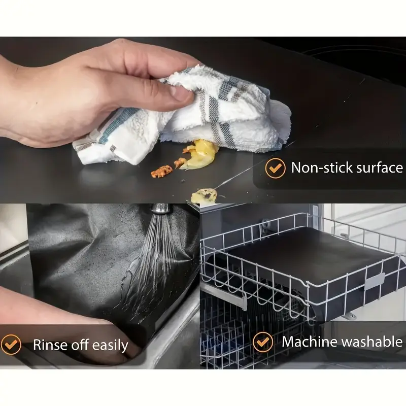 Folie Antiaderentă Grătar, Cuptor, Plită – Teflon Reutilizabil, Negru Mat [10]