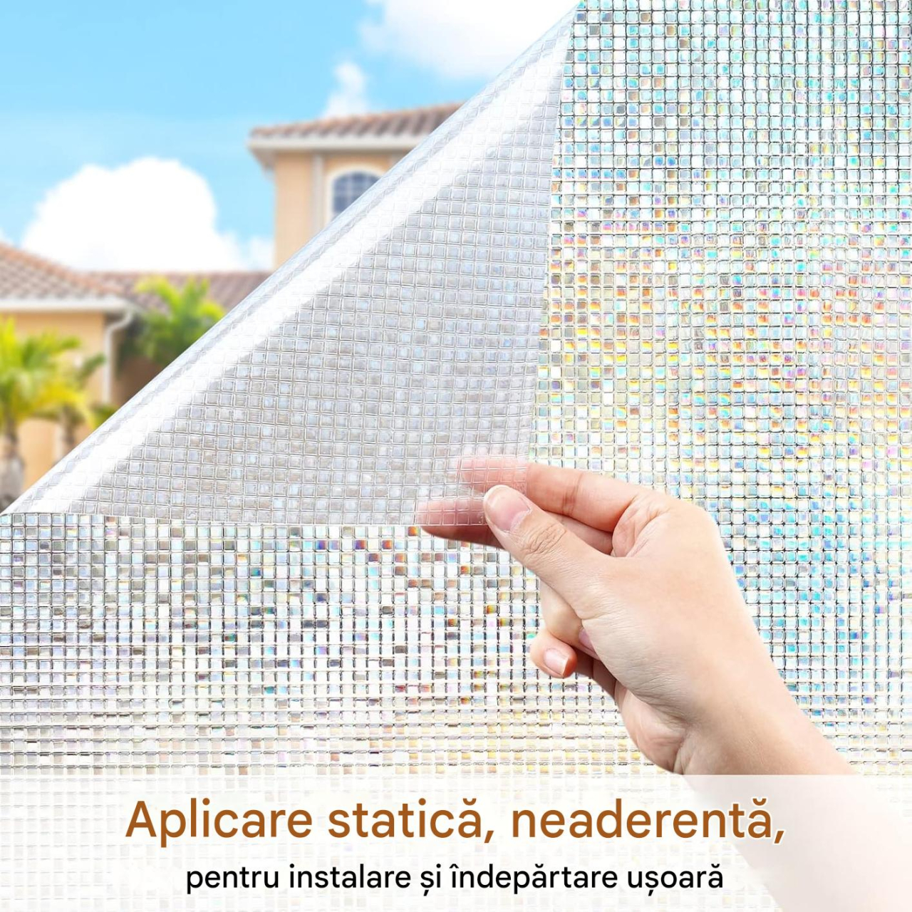 folie geam electrostatica mozaic holografic transparent MaffStuff [13]