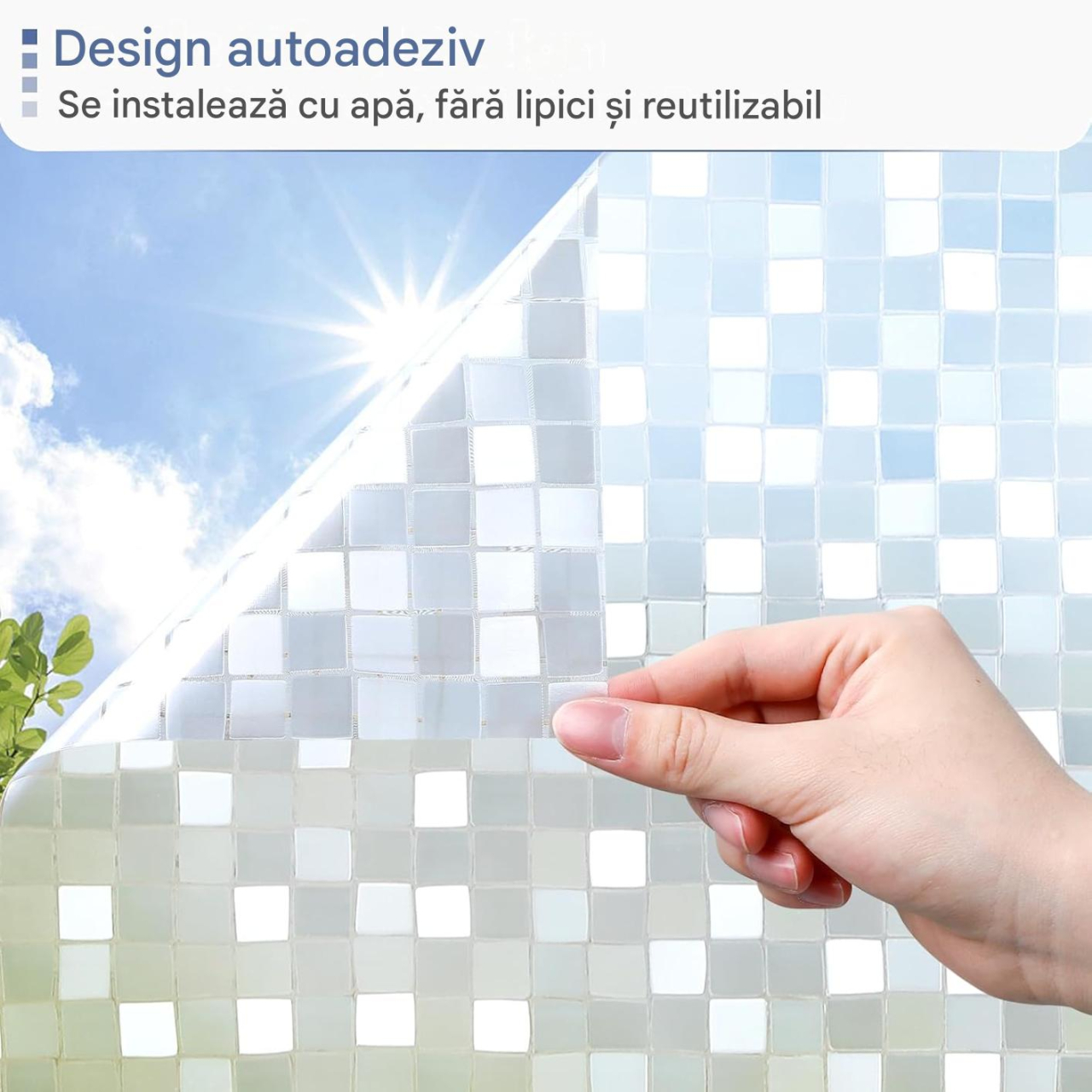 folie geam electrostatica mozaic sablat alb MaffStuff [9]