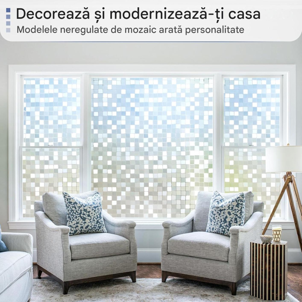 folie geam electrostatica mozaic sablat alb MaffStuff [10]