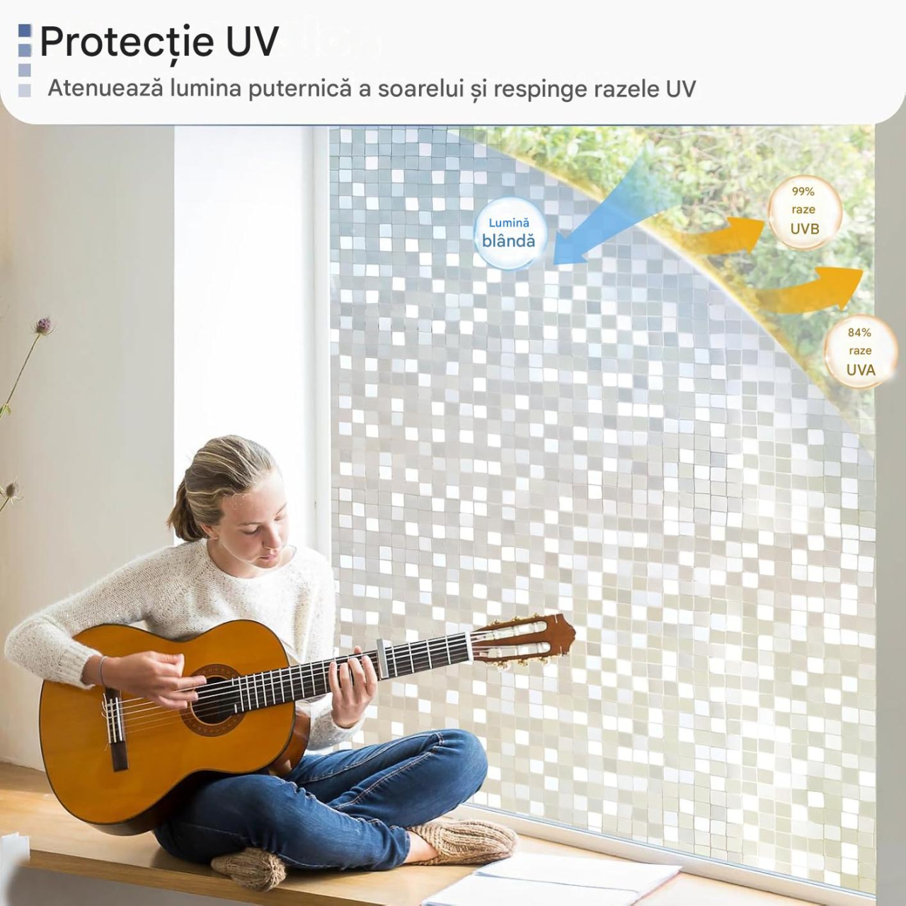 folie geam electrostatica mozaic sablat alb MaffStuff [11]