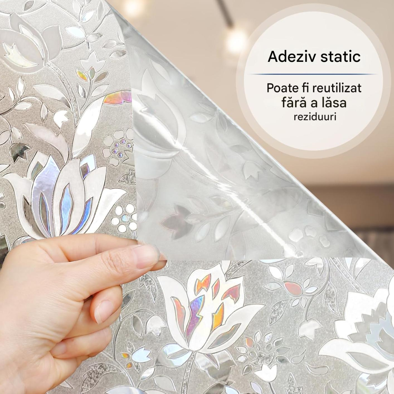 folie geam decorativa lalea 3d intimitate multicolor MaffStuff [5]