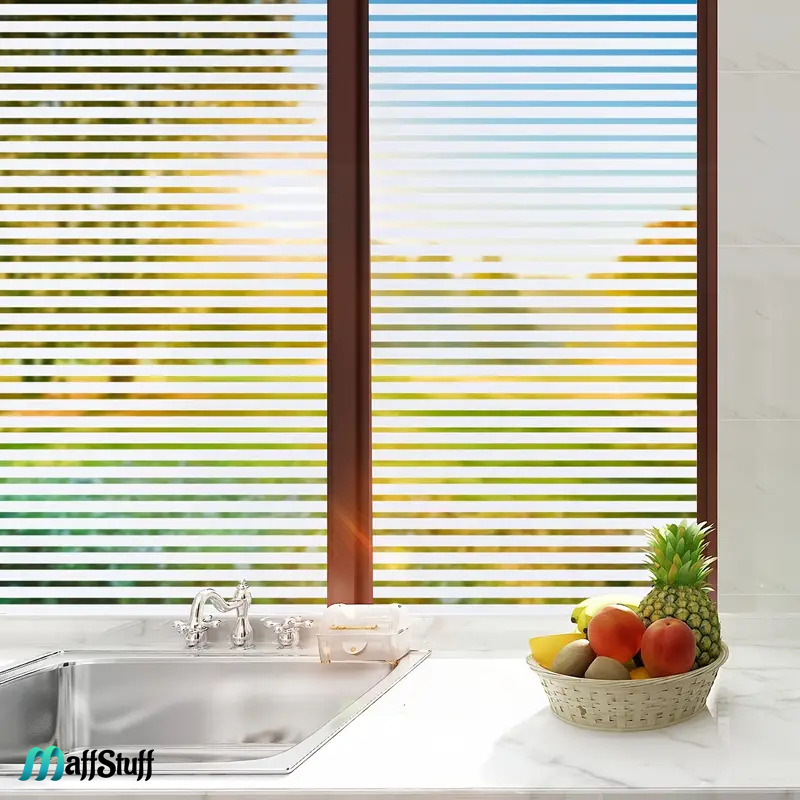 Folie Decorativa Pentru Geam, Dungi Mate Pentru Intimitate si Protectie Solara, Folie Decorativa Pentru Geam Folie autocolanta geam Folie Geam Folie autocolanta geam termopan Folie geam sa nu se vada din exterior Folie geam termopan sa nu se vada in casa Folie sablata Folie mata pentru geam Folie adeziva pentru geam [23]