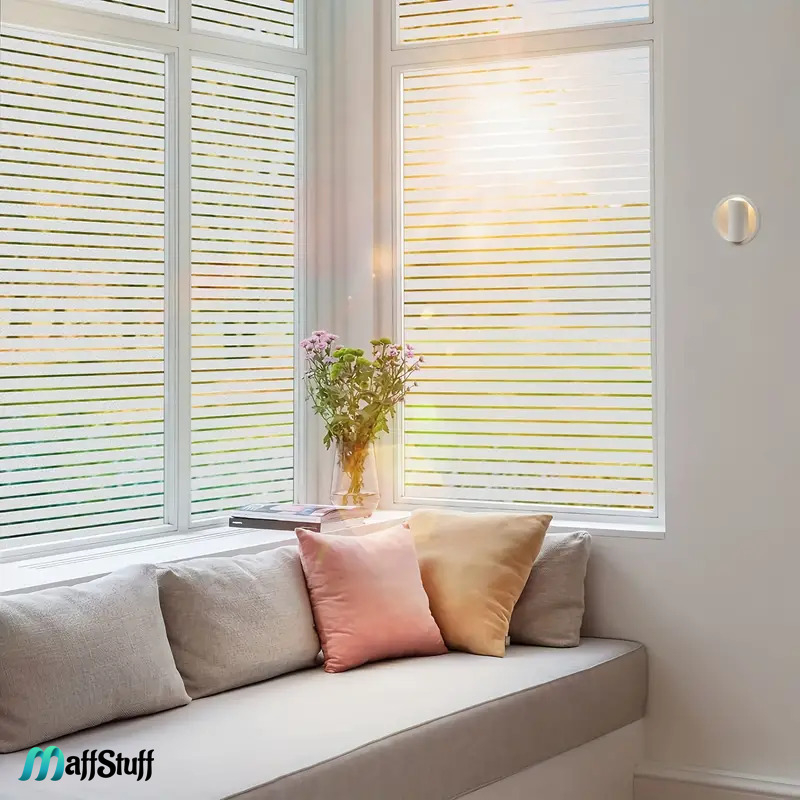 Folie Decorativa Pentru Geam, Dungi Mate Pentru Intimitate si Protectie Solara, Folie Decorativa Pentru Geam Folie autocolanta geam Folie Geam Folie autocolanta geam termopan Folie geam sa nu se vada din exterior Folie geam termopan sa nu se vada in casa Folie sablata Folie mata pentru geam Folie adeziva pentru geam [10]
