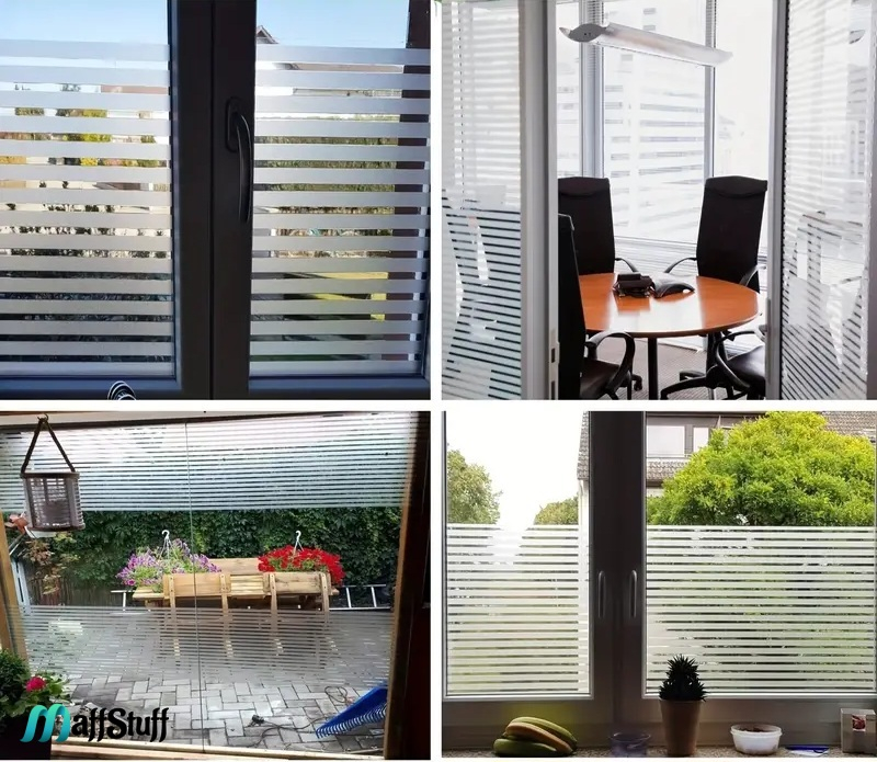 Folie Decorativa Pentru Geam, Dungi Mate Pentru Intimitate si Protectie Solara, Folie Decorativa Pentru Geam Folie autocolanta geam Folie Geam Folie autocolanta geam termopan Folie geam sa nu se vada din exterior Folie geam termopan sa nu se vada in casa Folie sablata Folie mata pentru geam Folie adeziva pentru geam [15]