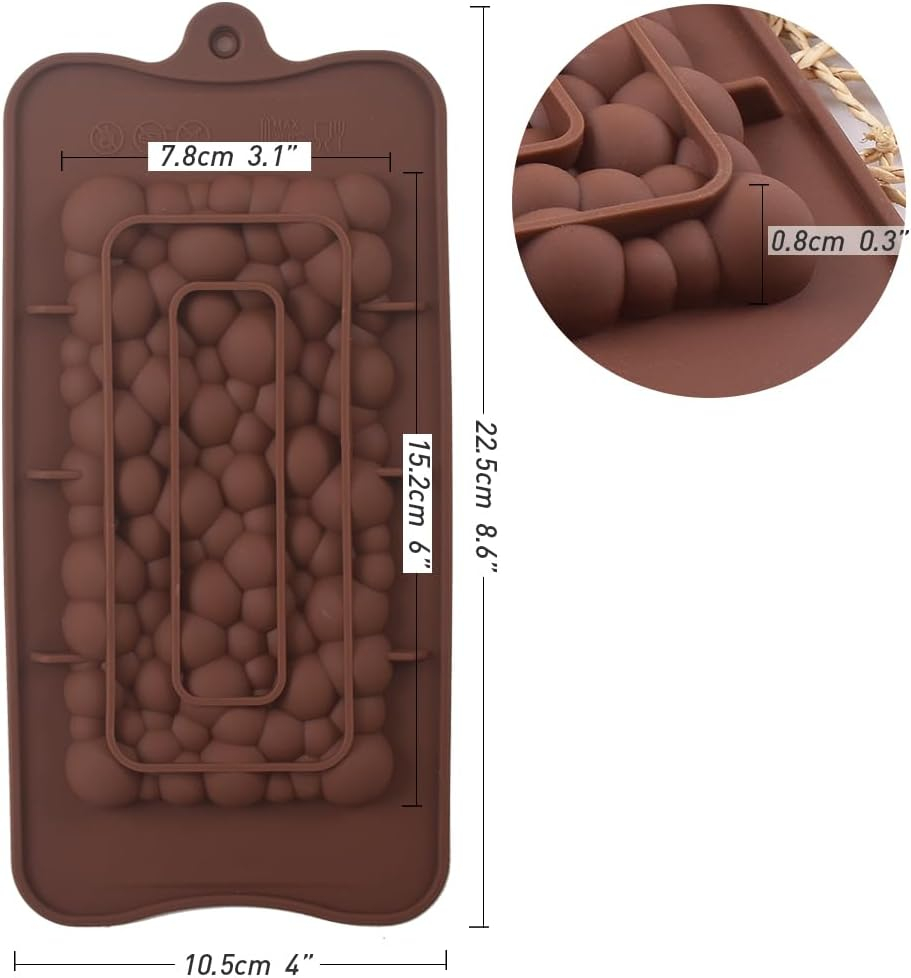 Creează deserturi fine cu forma din silicon alimentar pentru ciocolată Dubai cu umplutură de cataif. Dimensiuni 25x13 cm, material antiaderent și flexibil, ideală pentru praline, bomboane și ciocolată artizanală. Reutilizabilă, ușor de curățat și fără BPA. [4]