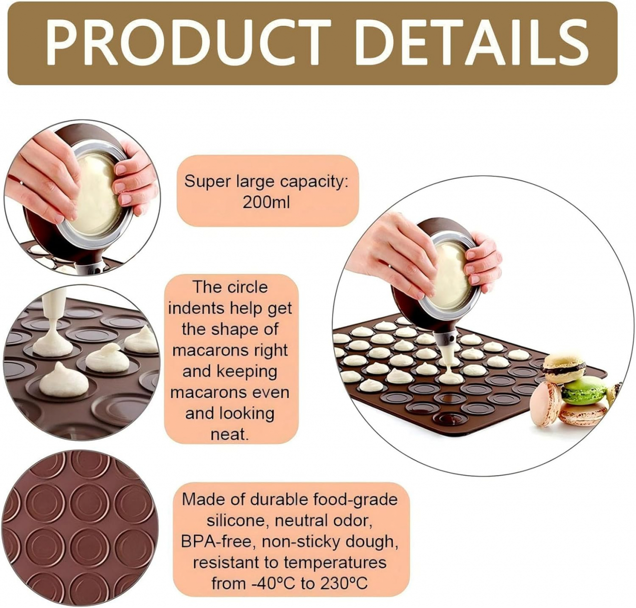 Formă Silicon pentru Macarons – Tavă 30 Sloturi, Antiaderentă, Perfectă pentru Prăjituri [4]