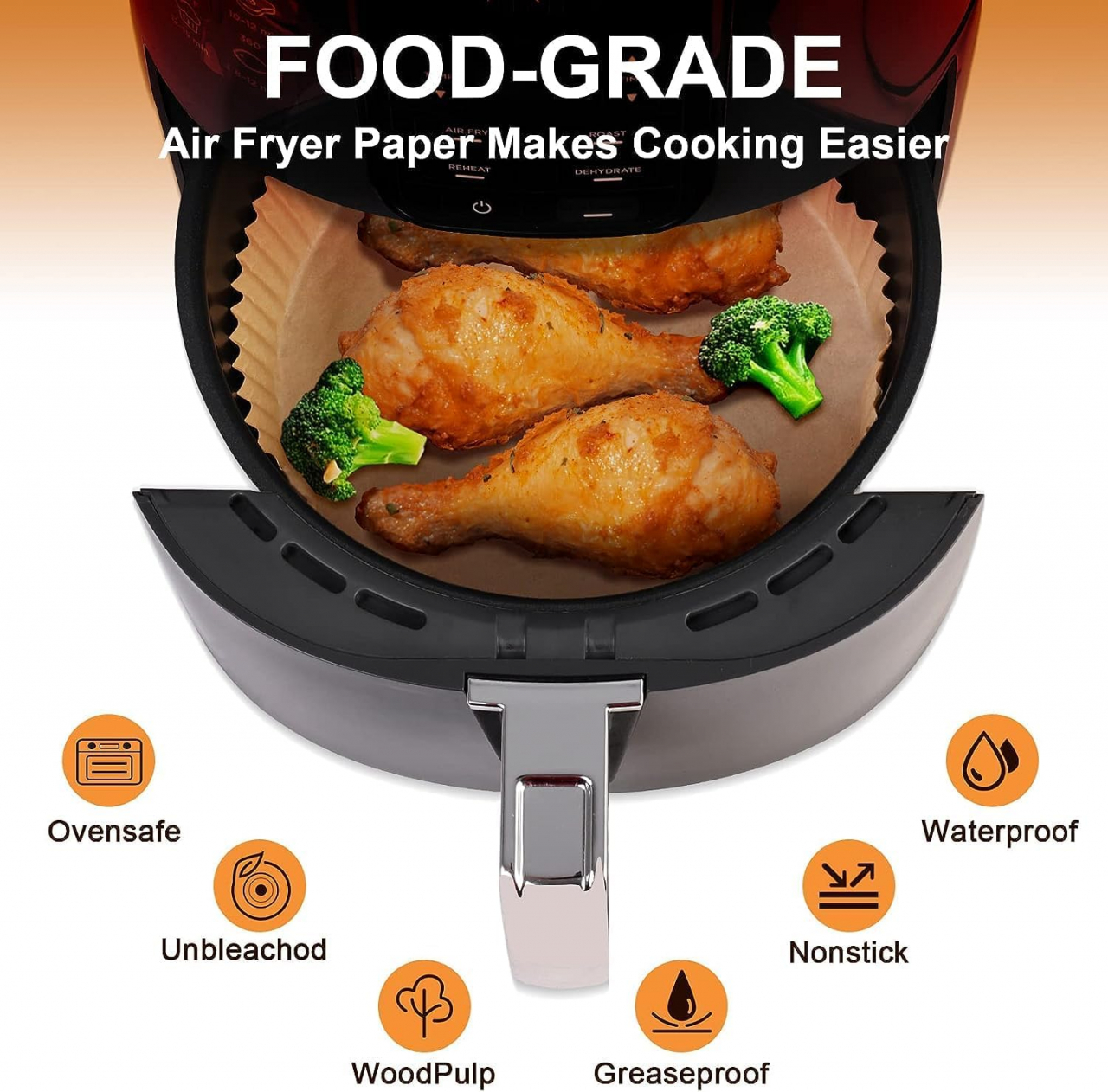 Hârtie de Copt pentru Air Fryer – Set 50 Bucăți, Antiaderentă și Termorezistentă [8]