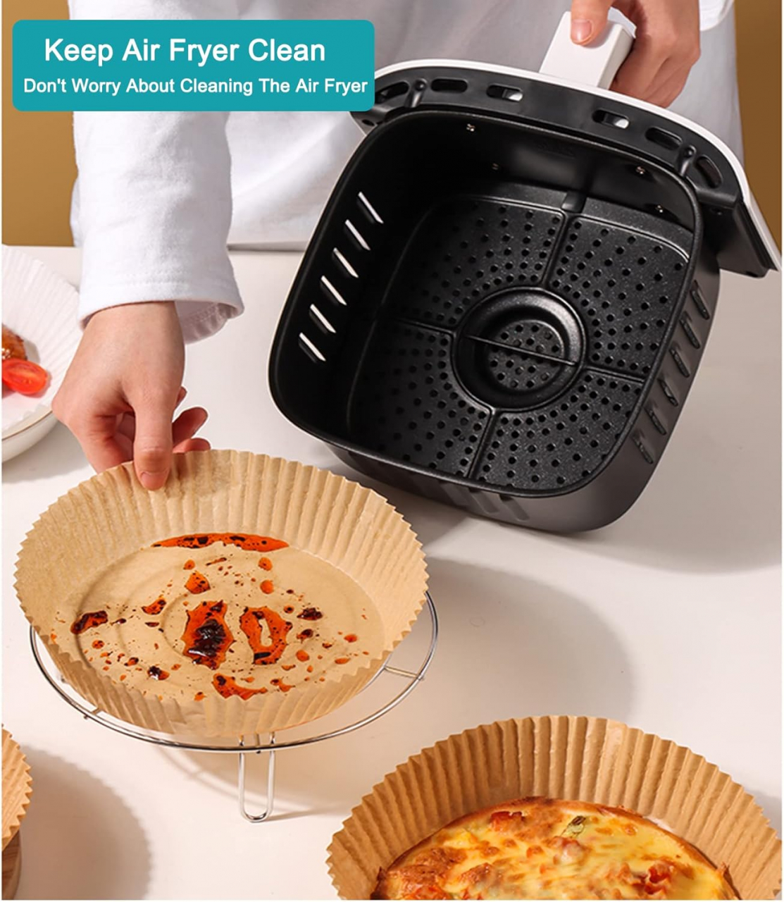 Hârtie de Copt pentru Air Fryer – Set 50 Bucăți, Antiaderentă și Termorezistentă [17]
