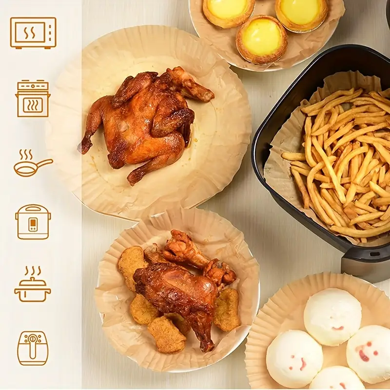 Hârtie de Copt pentru Air Fryer – Set 50 Bucăți, Antiaderentă și Termorezistentă [3]