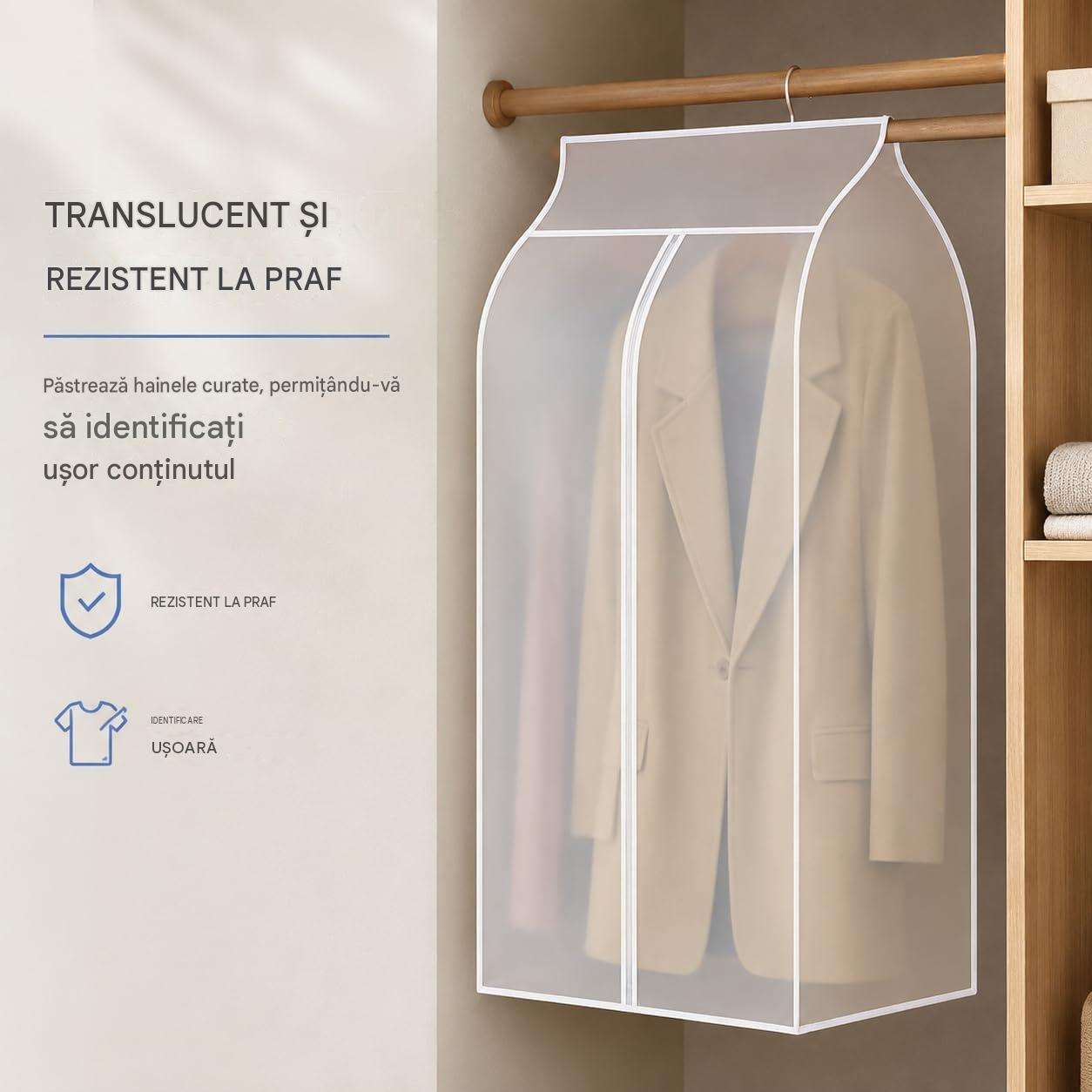 Husă protecție haine PEVA 50 × 60 × 150 cm alb semitransparent MaffStuff [3]