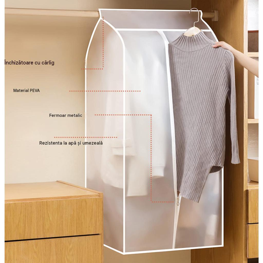 Husă protecție haine PEVA 50 × 60 × 150 cm alb semitransparent MaffStuff [7]