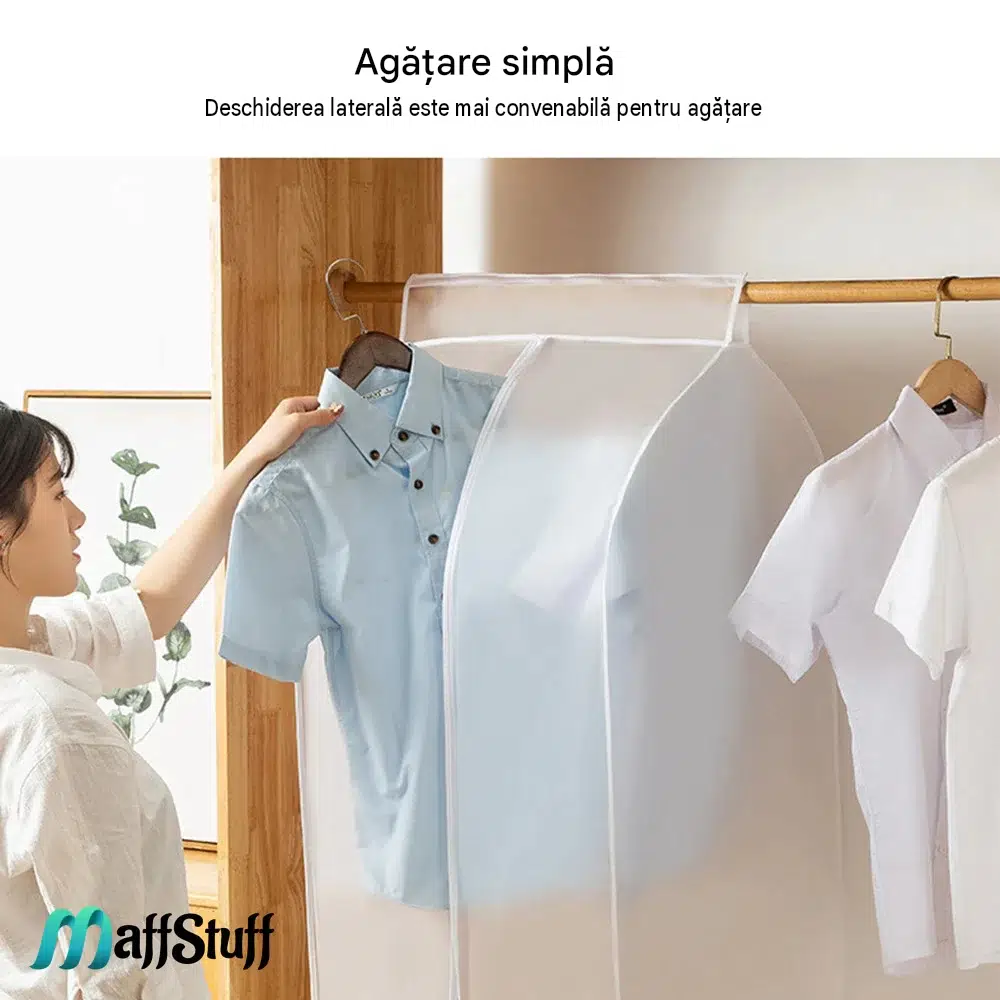 Husă protecție haine PEVA 50 × 80 × 90 cm alb semitransparent MaffStuff [5]